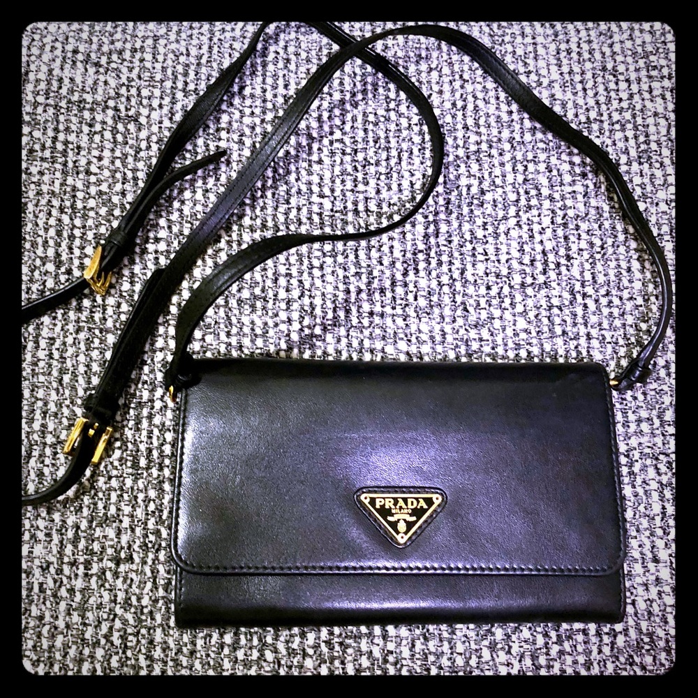 Prada wallet crossover calf skin leather